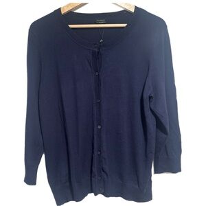 NWOT Talbots Navy Blue Pima Cotton Cardigan
